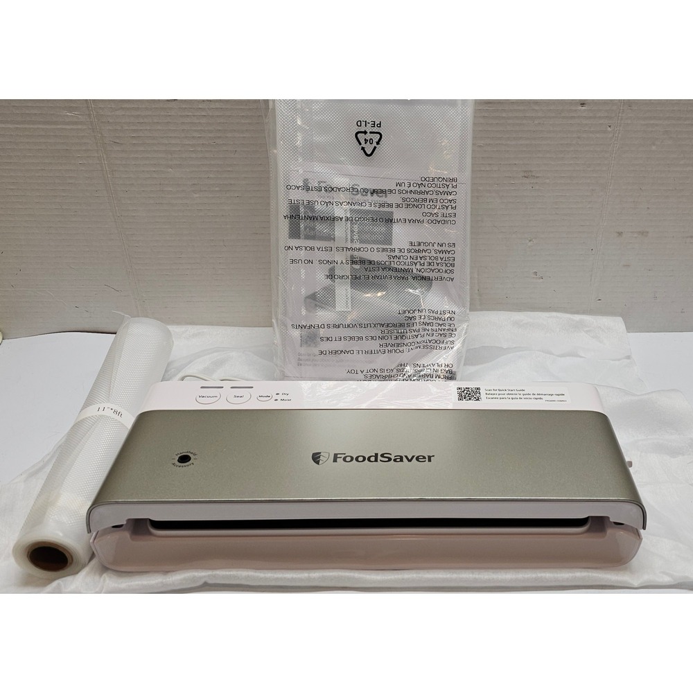 FoodSaver VS0160 PowerVac Vacuum Sealer Machine Champagne White Compact Design